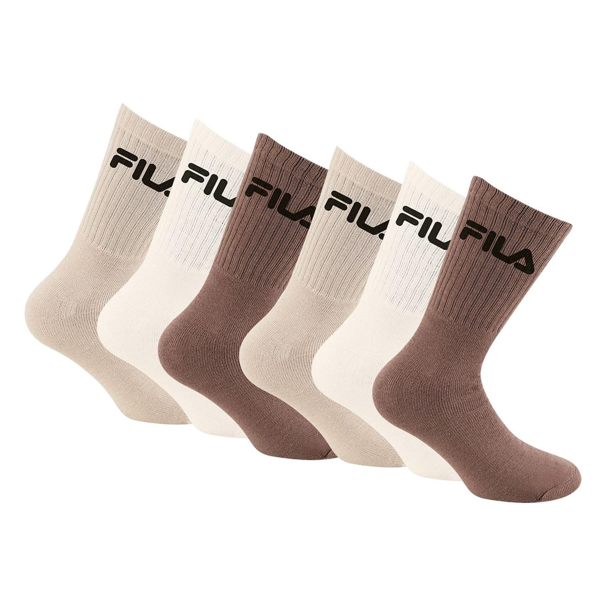 FILA Lot de 6 paires de chaussette tennis homme mocha mousse. Coloris disponibles : Beige