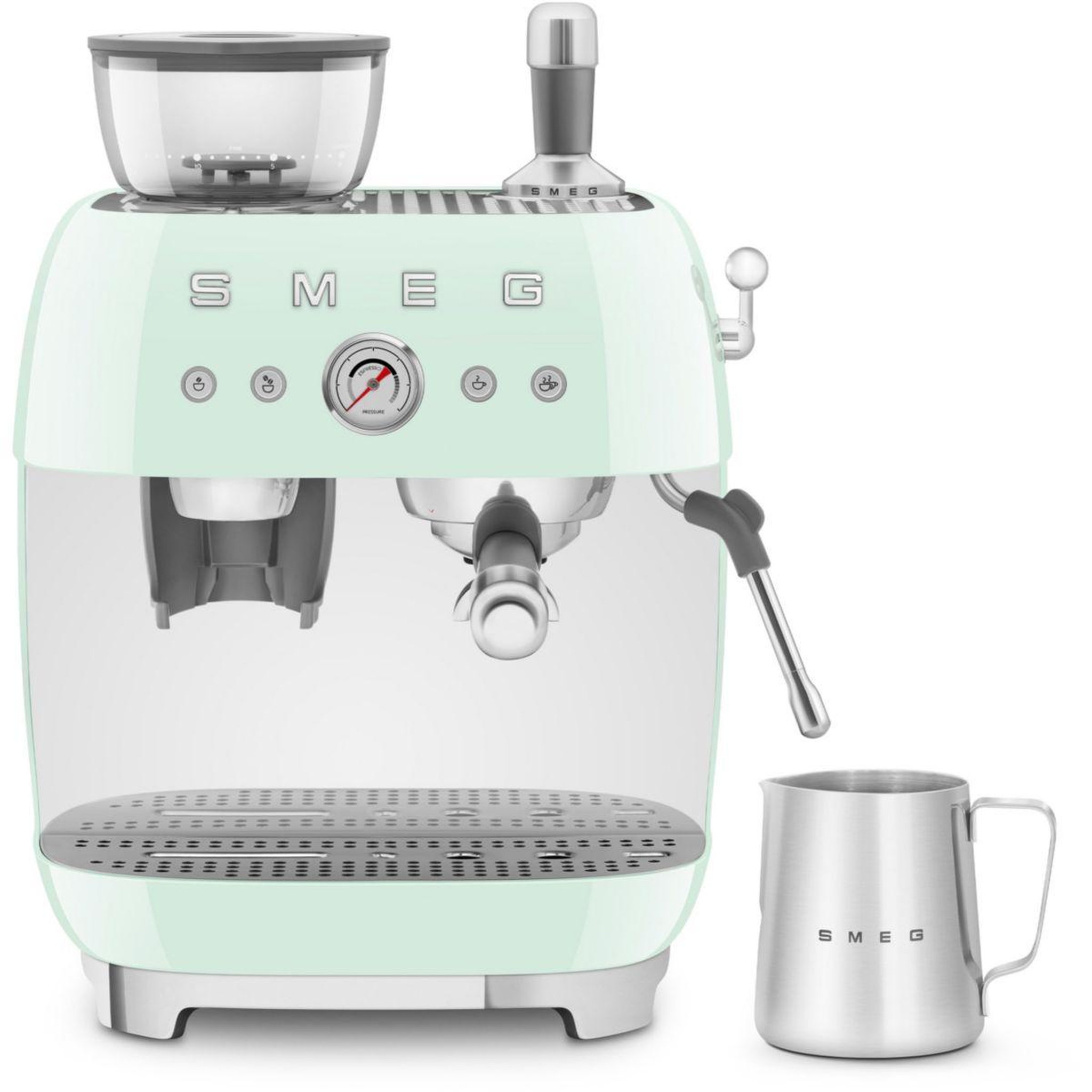 Voir la diapositive 3 : SMEG Expresso broyeur egf03pgeu vert d'eau