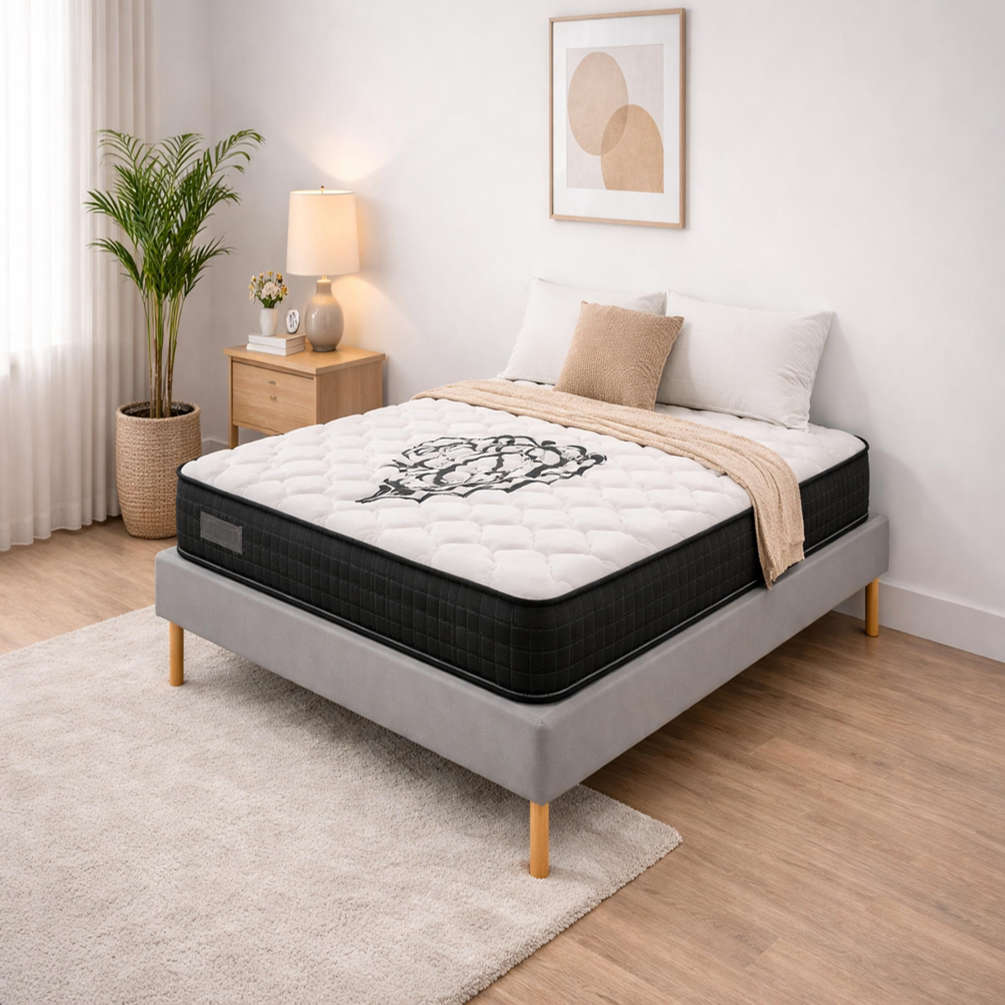 Voir la diapositive 1 : PROVENCE LITERIE Ensemble Sommier Tapissier et Matelas Soutien Ferme Mousse