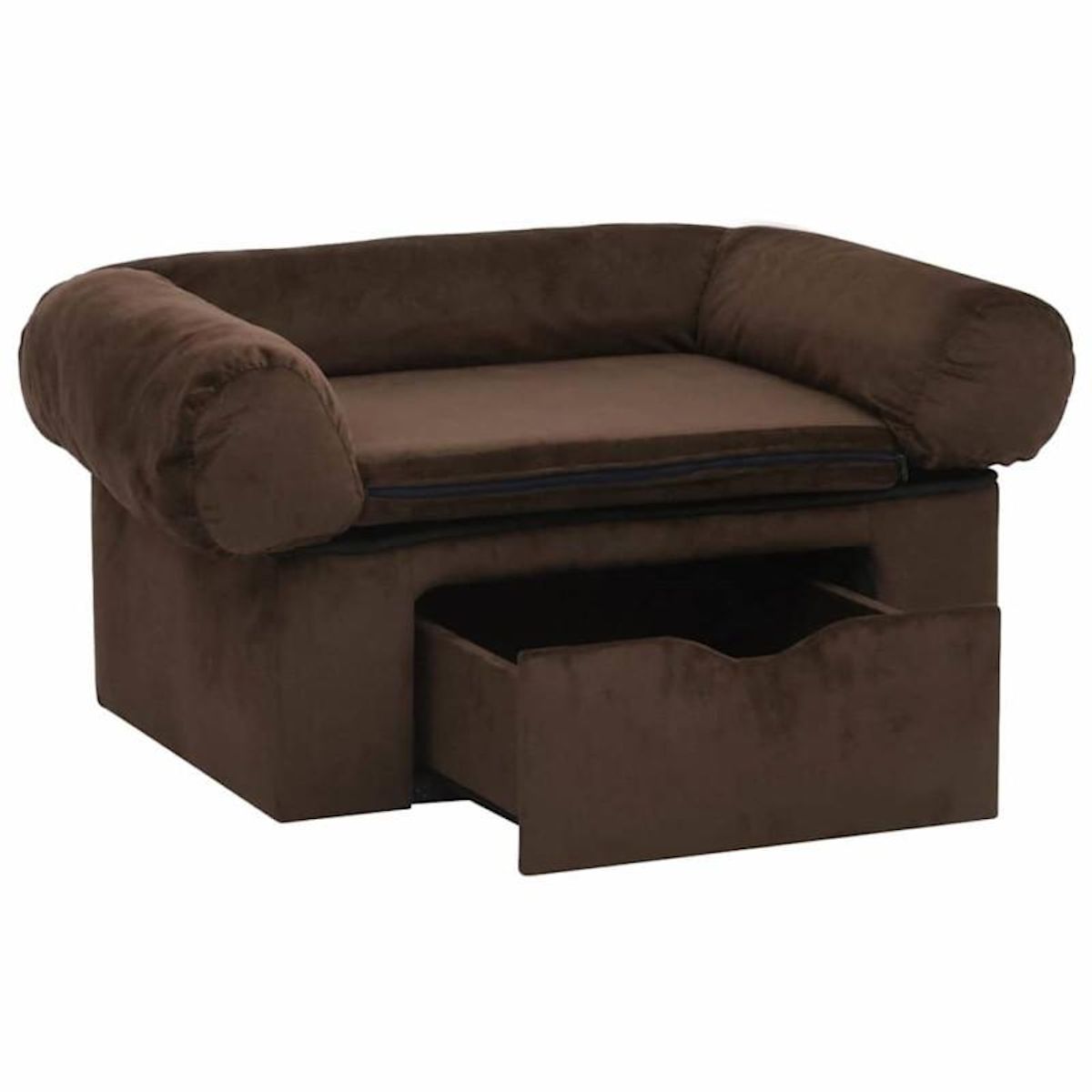 VIDAXL Canapé pour chien avec tiroir Marron 75x50x38 cm Peluche