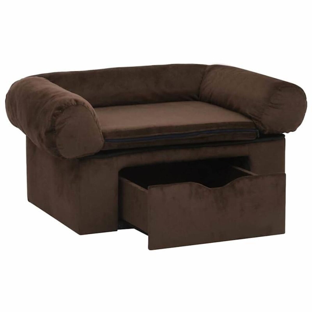 VIDAXL Canapé pour chien avec tiroir Marron 75x50x38 cm Peluche