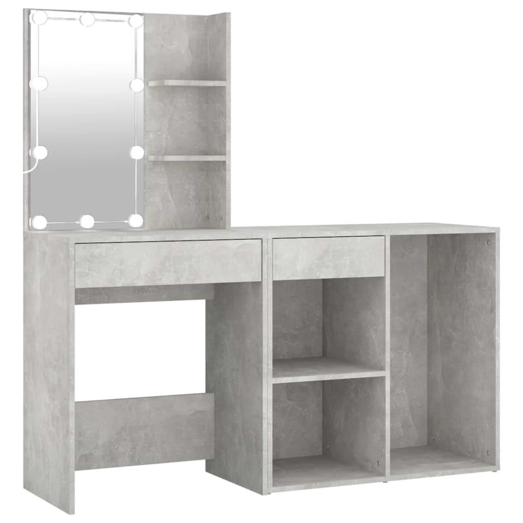Voir la diapositive 2 : VIDAXL Coiffeuse a LED avec armoire Gris beton Bois d'ingenierie