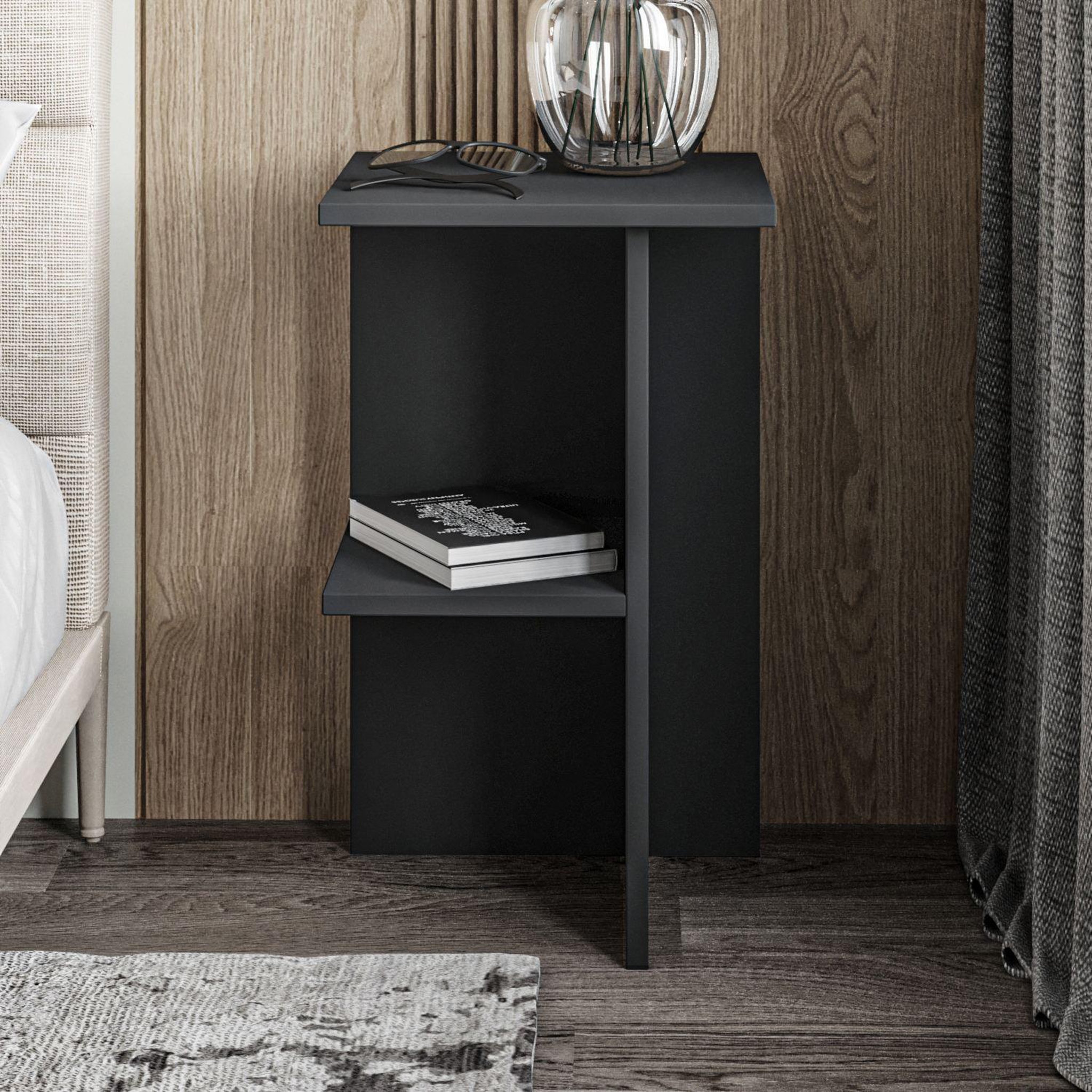 Voir la diapositive 3 : Habitat et Jardin Table de chevet en bois  Leray  - 36 x 36 x 60 cm - Gris anthracite