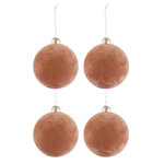 Paris Prix Lot de 4 Boules de Noël  Velours  10cm Vieux Rose