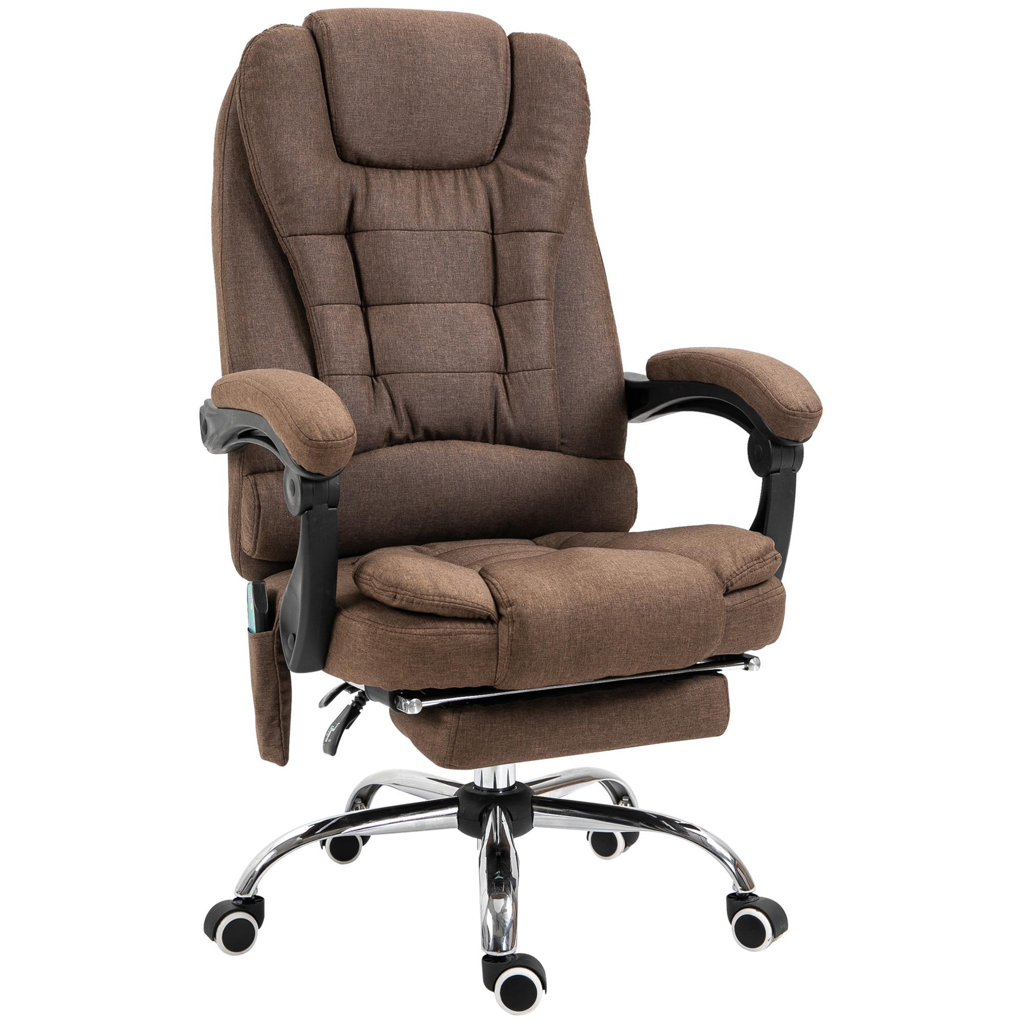 Voir la diapositive 1 : VINSETTO Fauteuil de bureau direction massant chauffant hauteur réglable dossier inclinable tissu marron