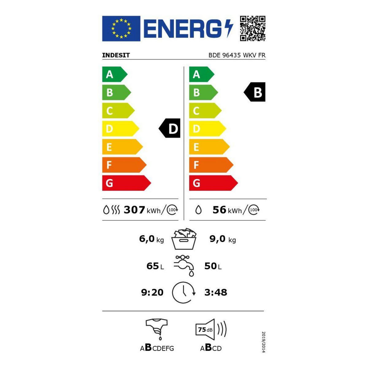 Indesit Lave linge séchant hublot BDE96435WKVFR