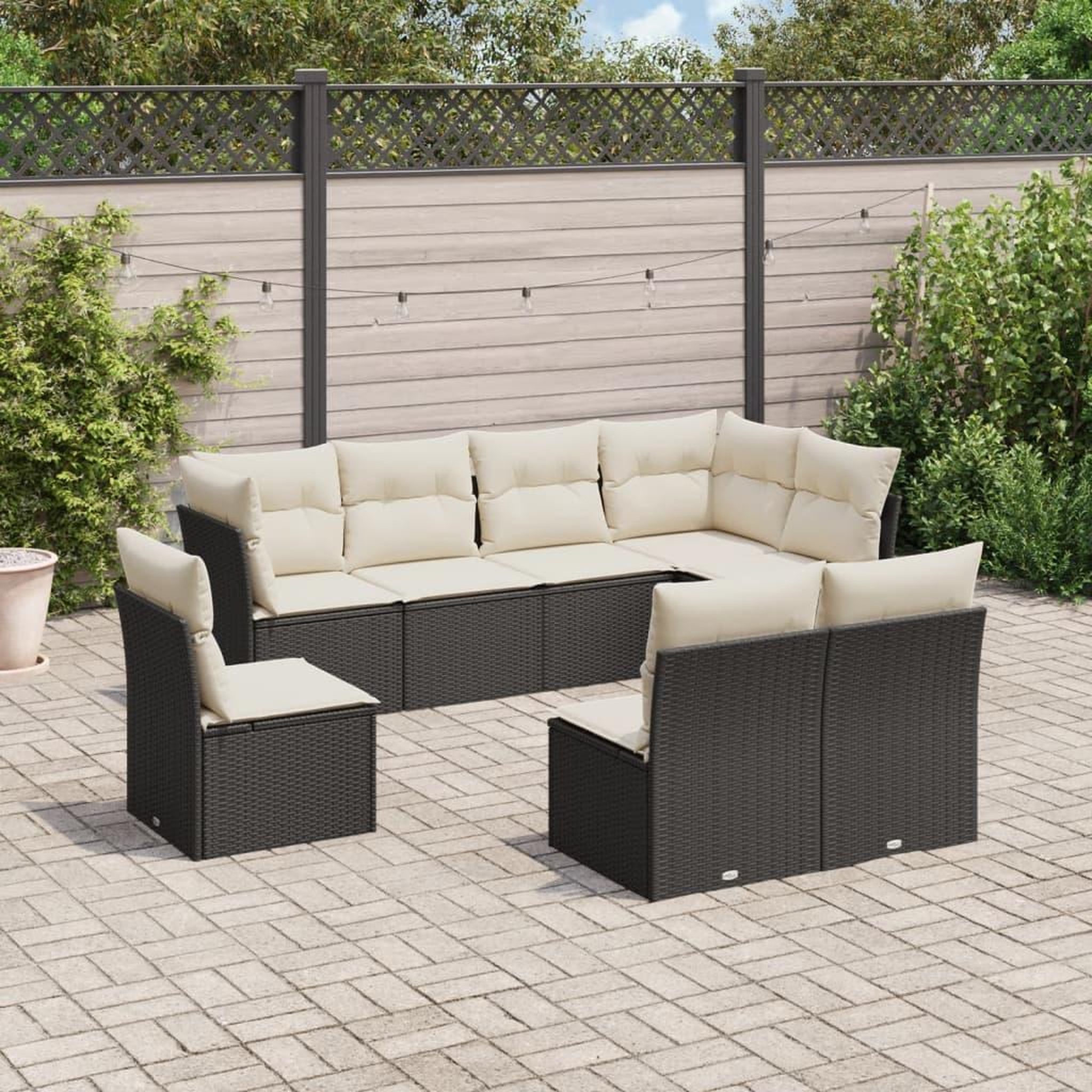 VIDAXL Salon de jardin 8 pcs avec coussins noir resine tressee