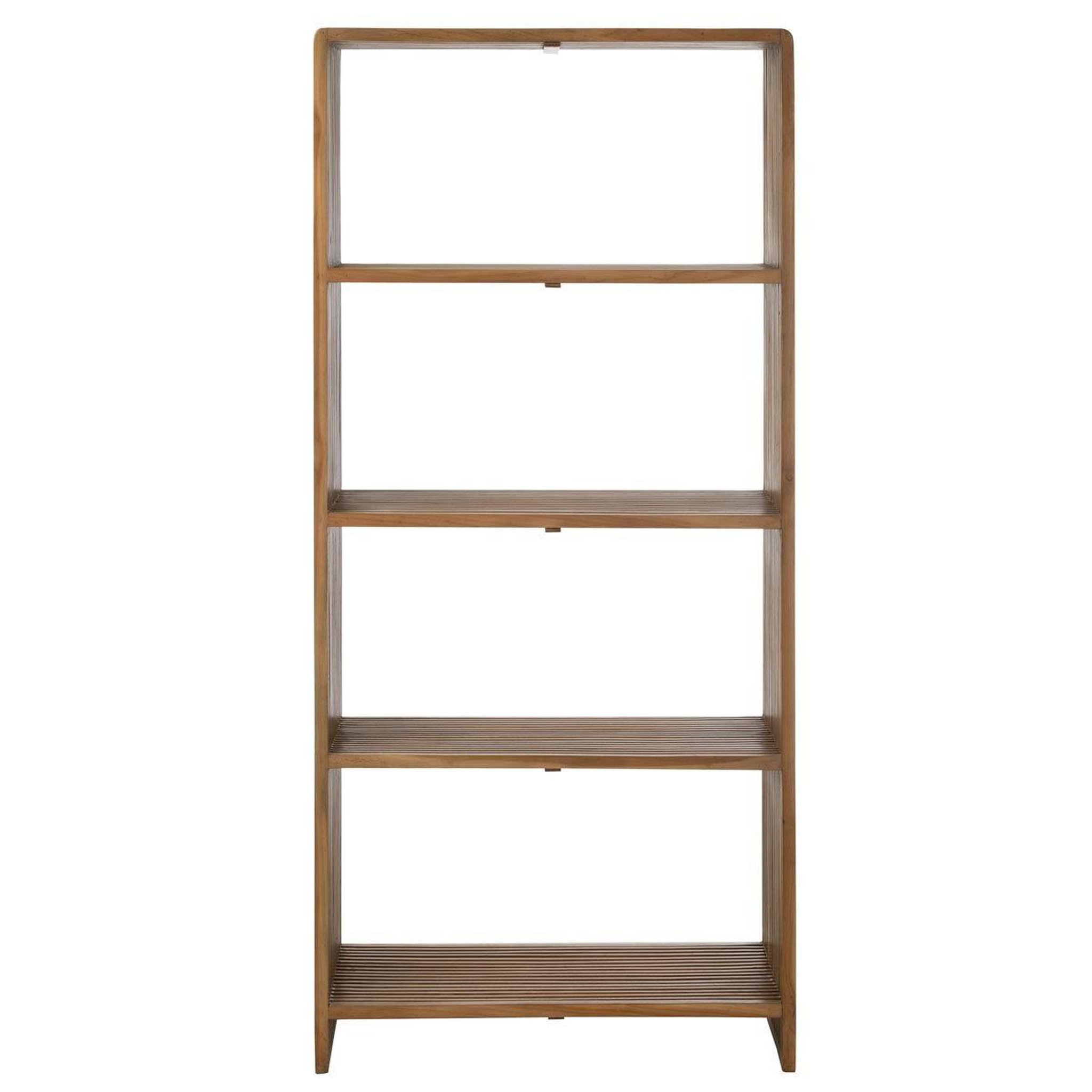 Voir la diapositive 2 : J-LINE Bibliothèque 4 niveaux en bois  teck  190cm naturel