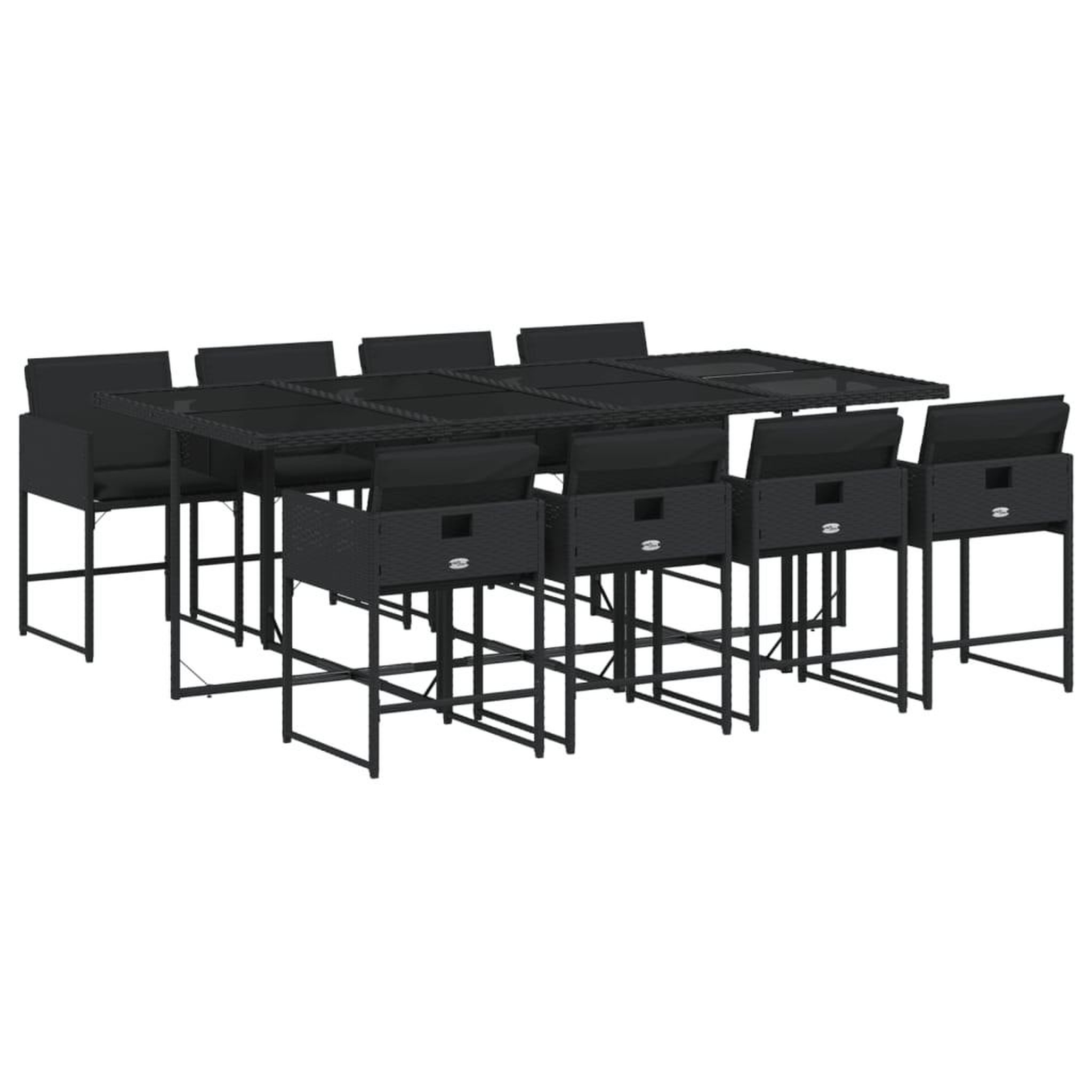 Voir la diapositive 2 : VIDAXL Ensemble a manger de jardin 9pcs coussins noir resine tressee