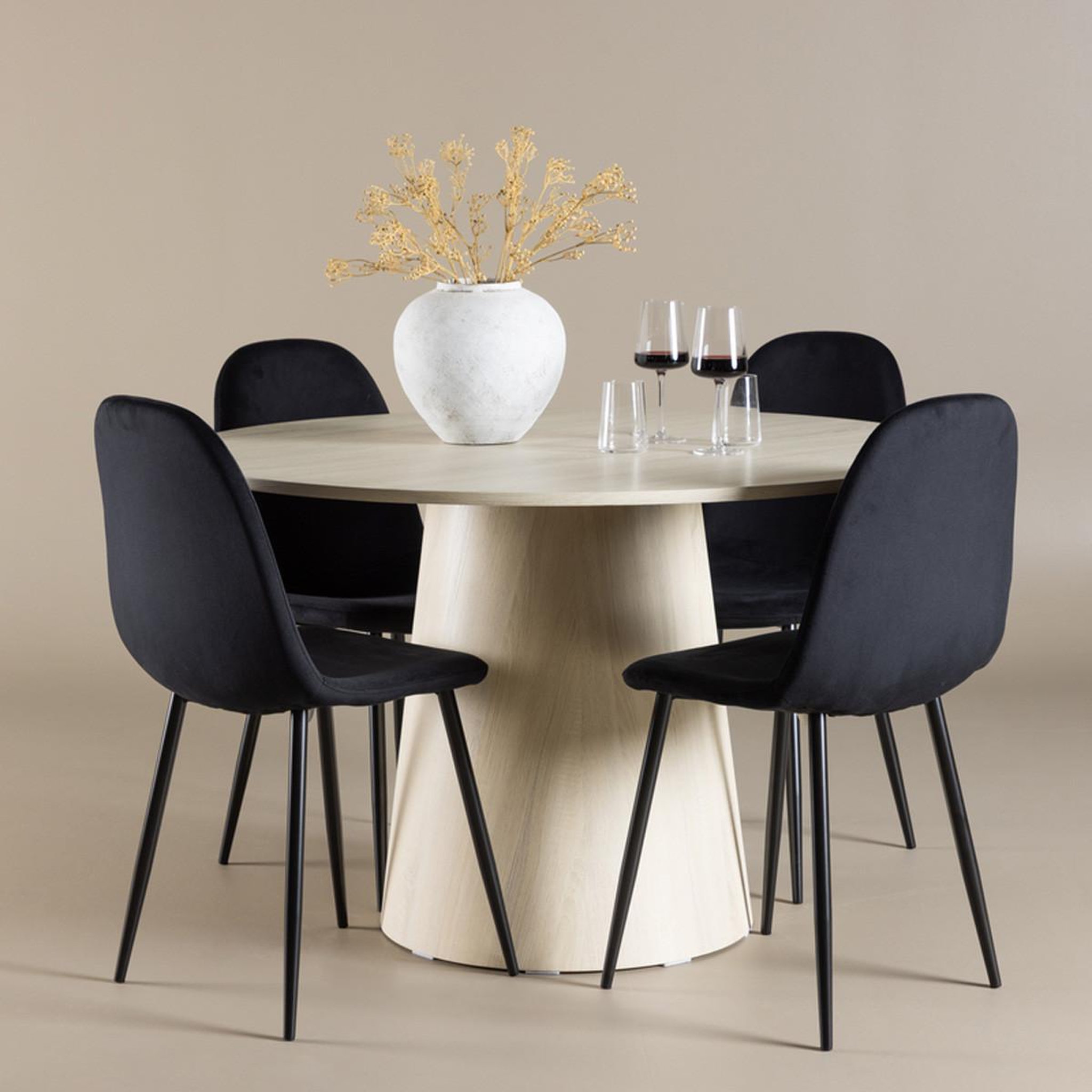 Voir la diapositive 6 : Paris Prix Ensemble table à manger & 4 chaises  lanzo & polar  120cm naturel & noir