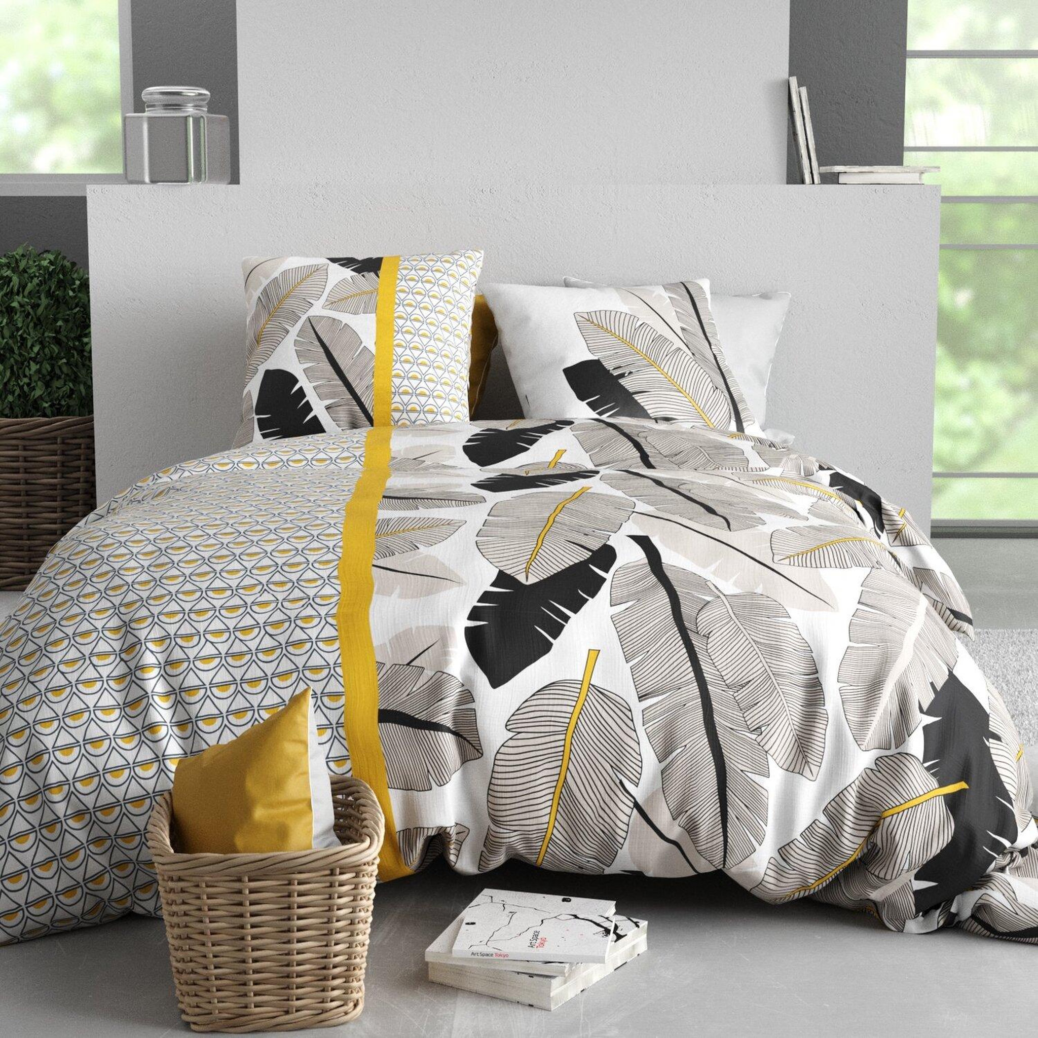 Voir la diapositive 1 : ATELIER DU COTON Parure Housse De Couette 100% Coton 57fils Palmora