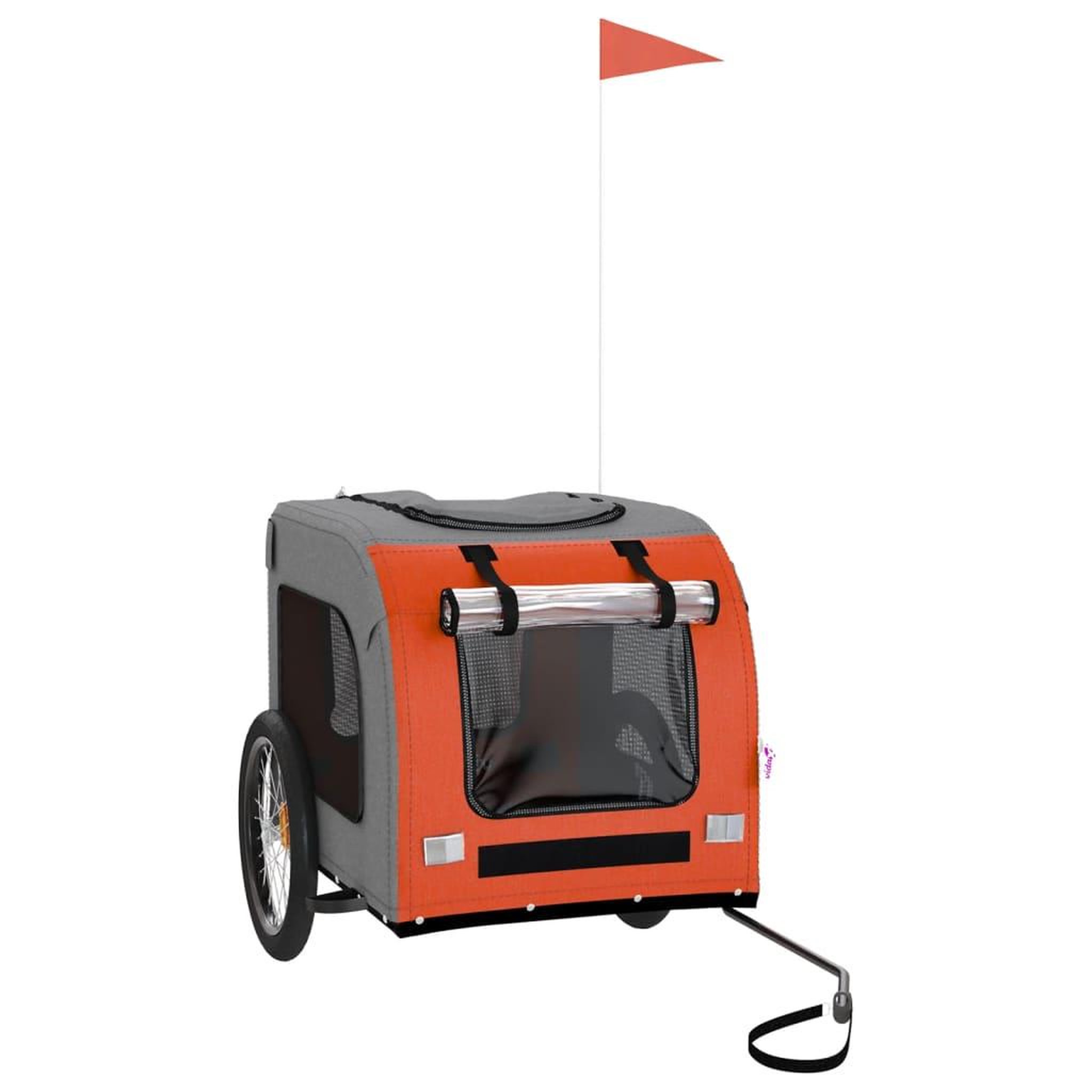 Voir la diapositive 2 : VIDAXL Remorque de velo pour animaux de compagnie orange et gris
