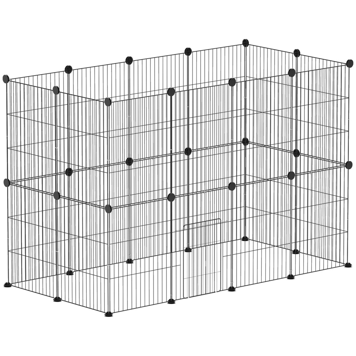 PAWHUT Enclos modulable rongeurs petits animaux - parc 24 panneaux - 120 x 60 x 80 cm - acier noir