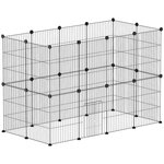 PAWHUT Enclos modulable rongeurs petits animaux - parc 24 panneaux - 120 x 60 x 80 cm - acier noir