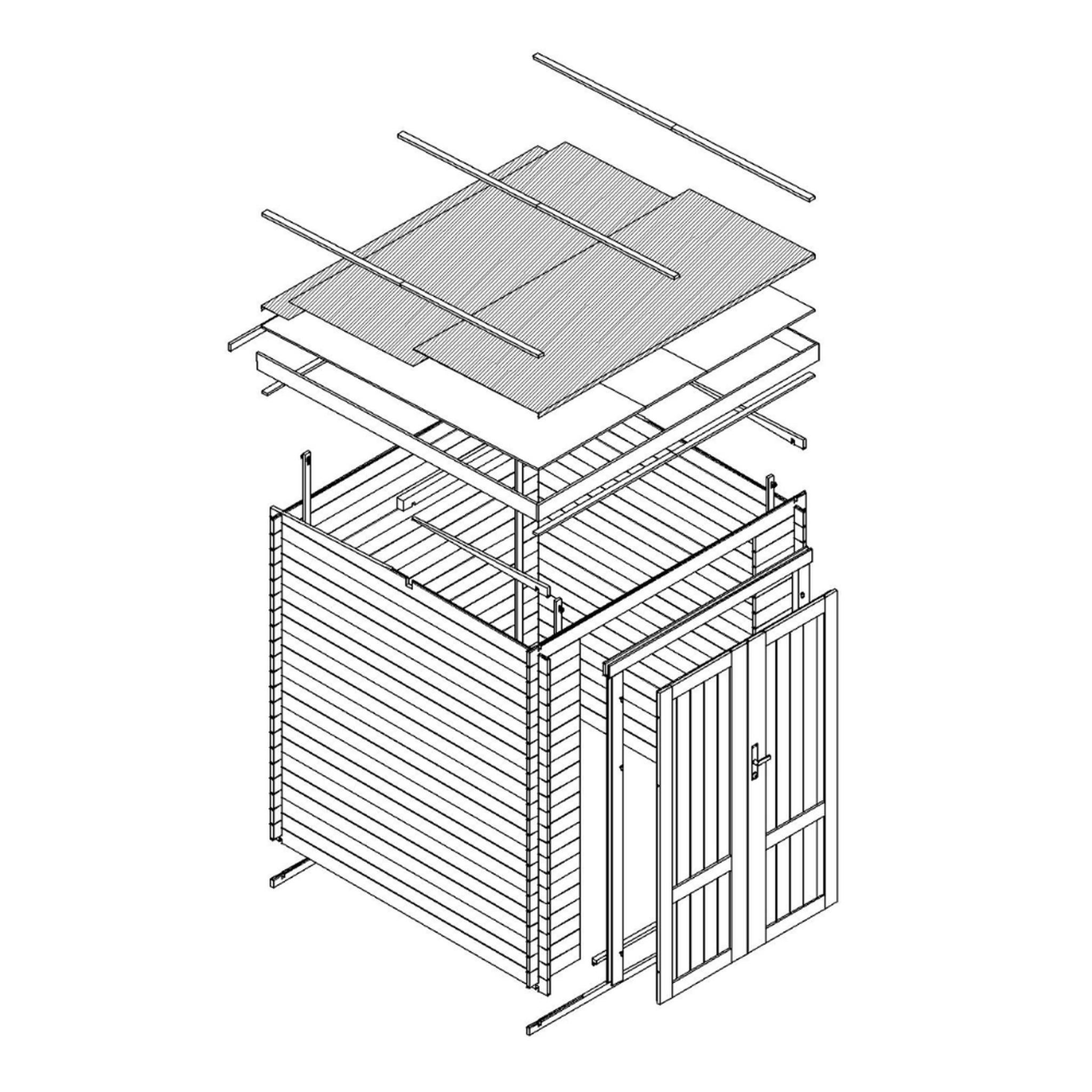 Voir la diapositive 6 : TIMBELA Abri De Jardin En Bois 3,53 m², Sans Plancher, Portes À Panneaux En Bois Massif M309F1