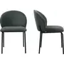 HOMIFAB Lot de 2 chaises de salle à manger en velours côtelé vert kaki, piètement en métal noir - Noé