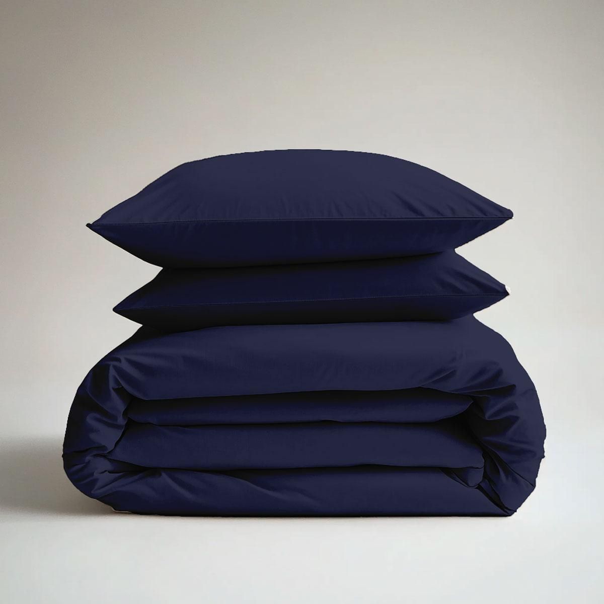 DODO Pack housse de couette + Taie(s) d'oreiller Coton thermorégulé Marine