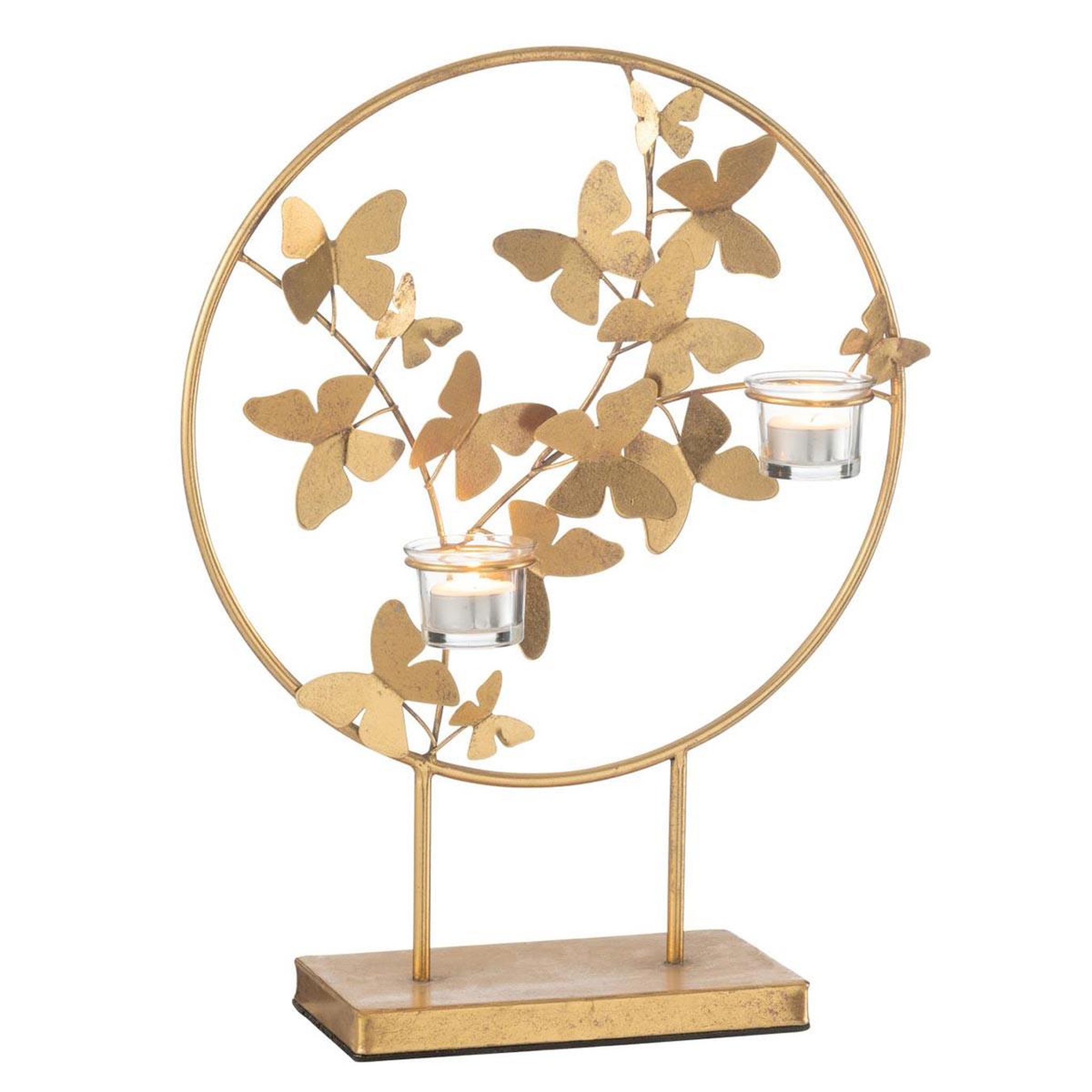 Voir la diapositive 2 : J-LINE Photophore design papillon en métal  fly  46cm or