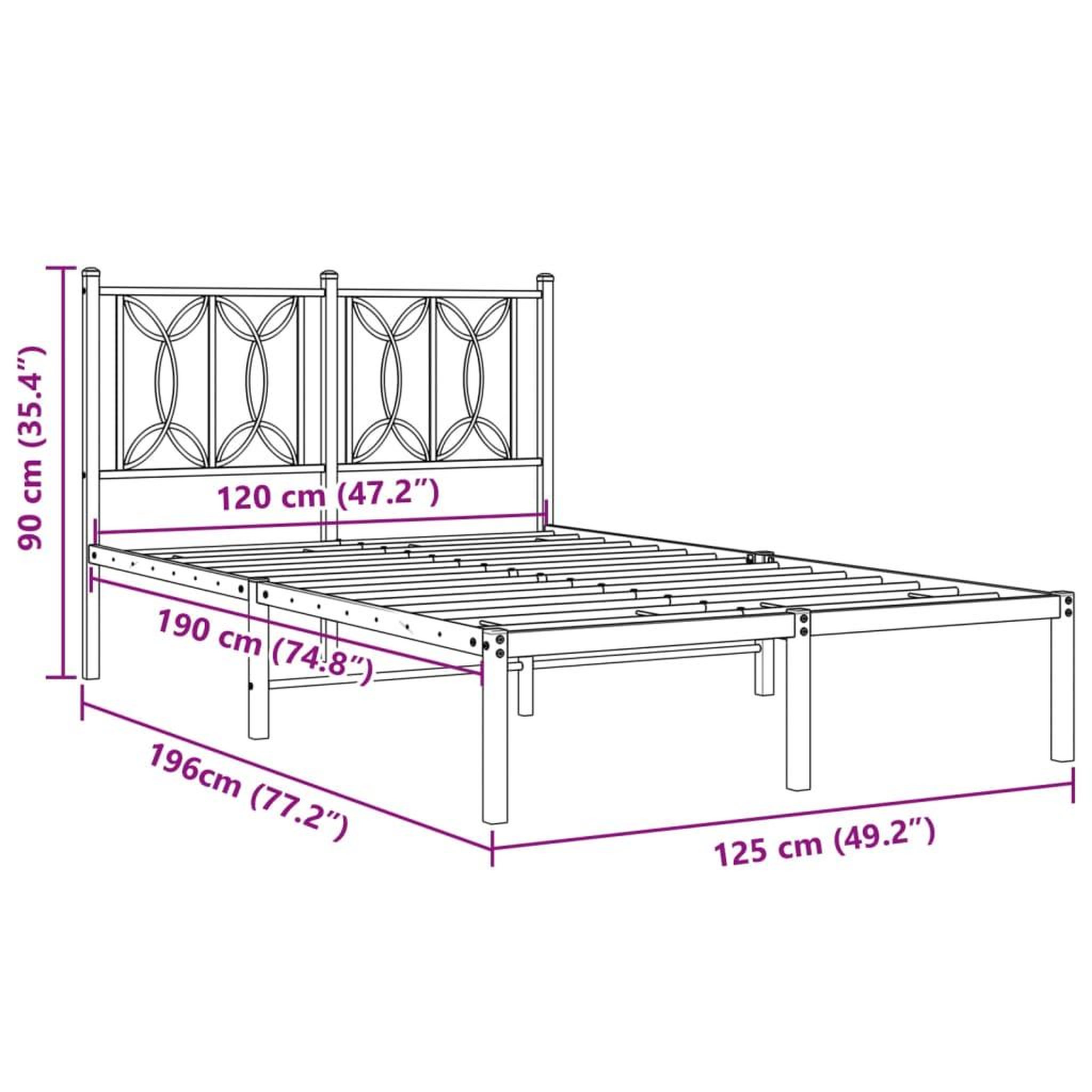 Voir la diapositive 6 : VIDAXL Cadre de lit metal sans matelas avec tete de lit noir 120x190cm