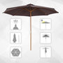 Voir la diapositive 4 : OUTSUNNY Outsunny Parasol rond grande taille diamètre 3 m bois polyester haute densité chocolat