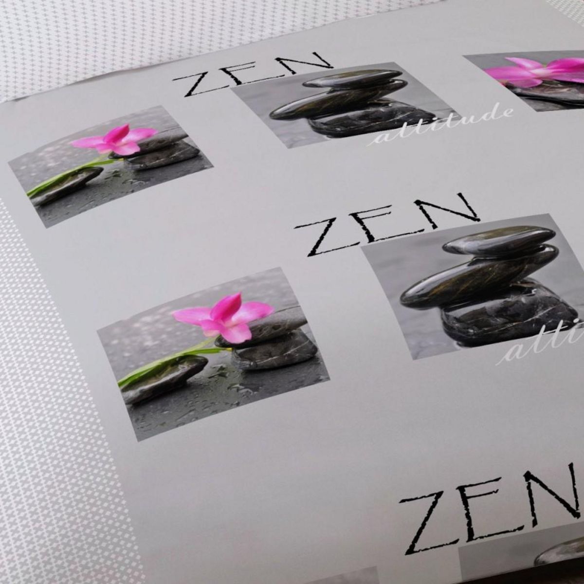 Dourev Parure de lit 4 pièces 100% coton GALET