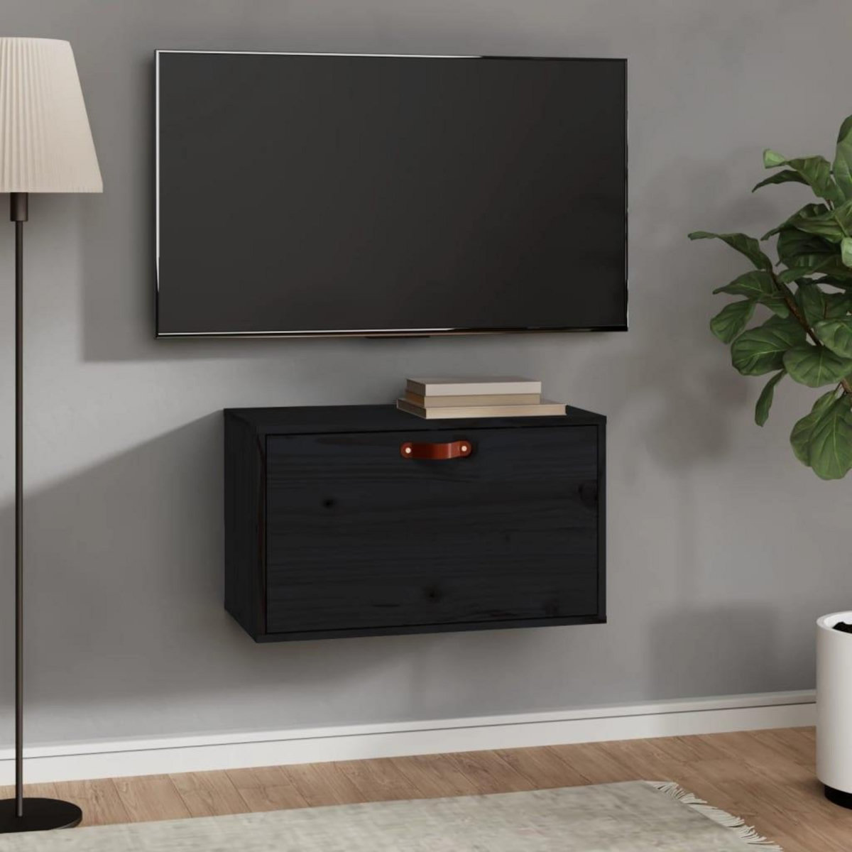 VIDAXL Armoire murale Noir 60x30x35 cm Bois de pin massif