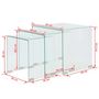 Voir la diapositive 6 : VIDAXL Ensemble de tables gigognes 3 Pieces Verre trempe Transparent