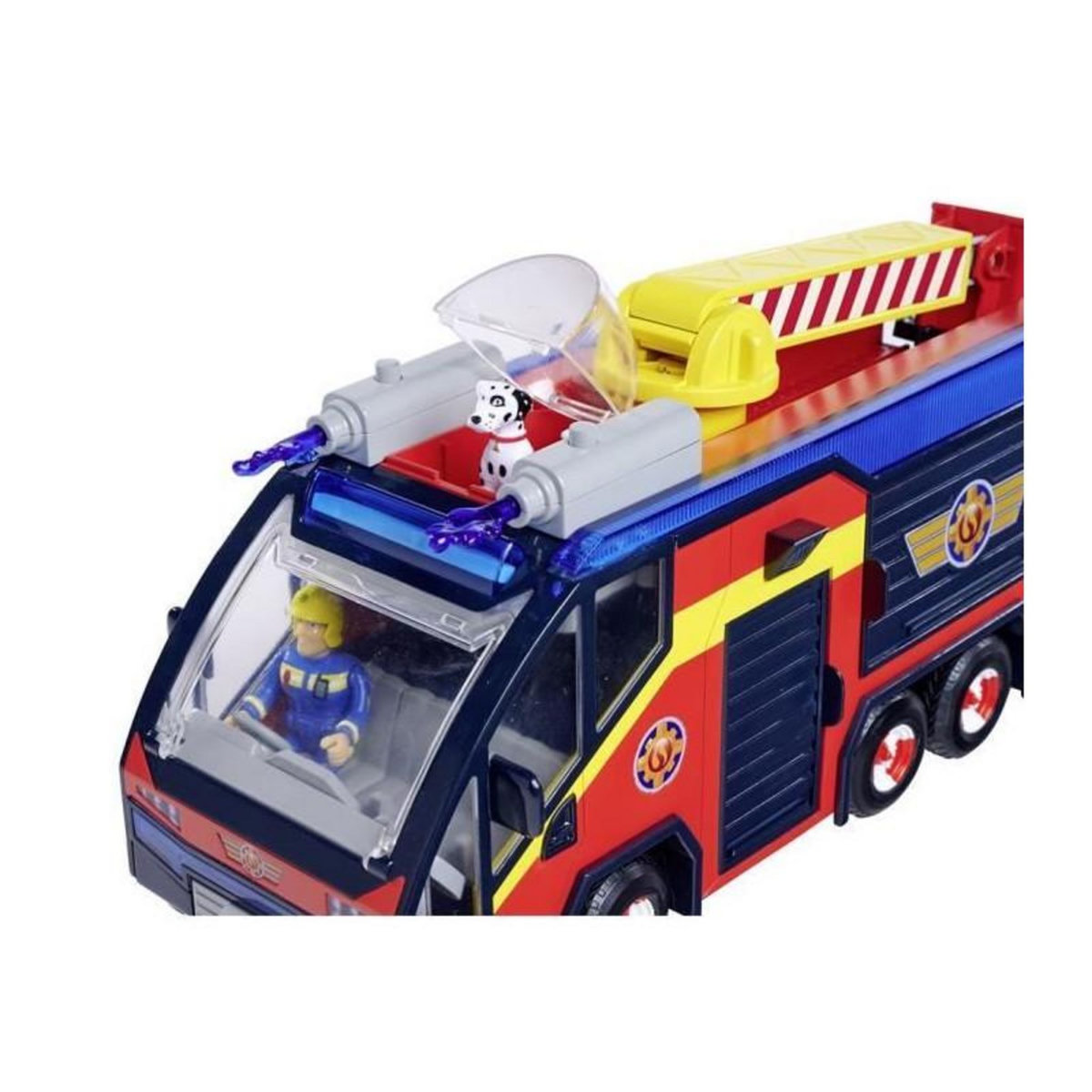 GENERIQUE Sam Le Pompier - Camion de pompier - Jupiter - 2 figurines - Sons et lumieres - Plusieurs accessoires - 3 piles incluses