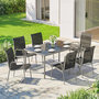 Voir la diapositive 4 : OUTSUNNY Salon de jardin 6 places 7 pièces chaises empilables métal gris