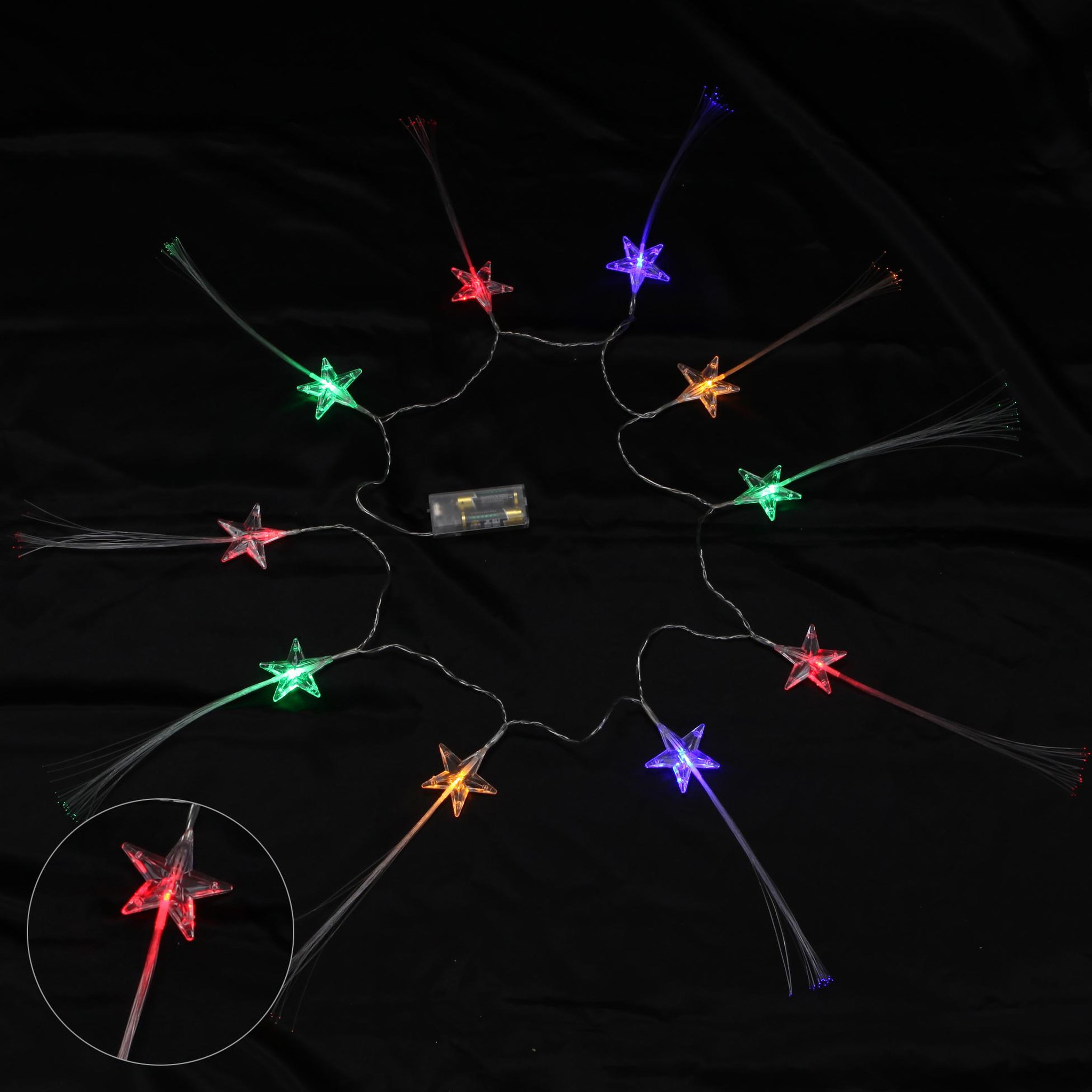 Voir la diapositive 3 : Eden Guirlande lumineuse led étoiles fibre optique 10 led multicolores