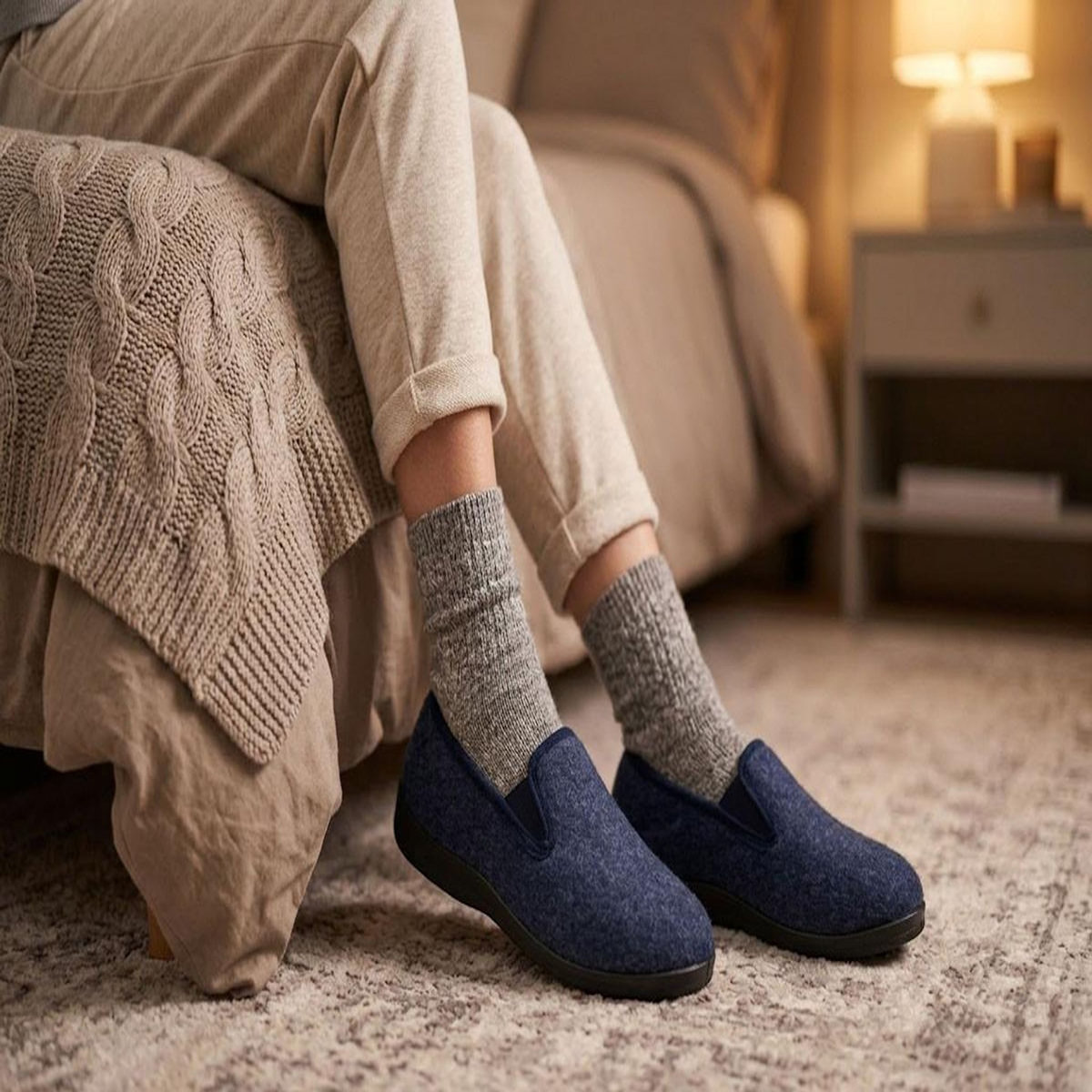 OZABI OZABI Pantoufles Femme Charentaises Chaudes Fourrées Semelle Antidérapante