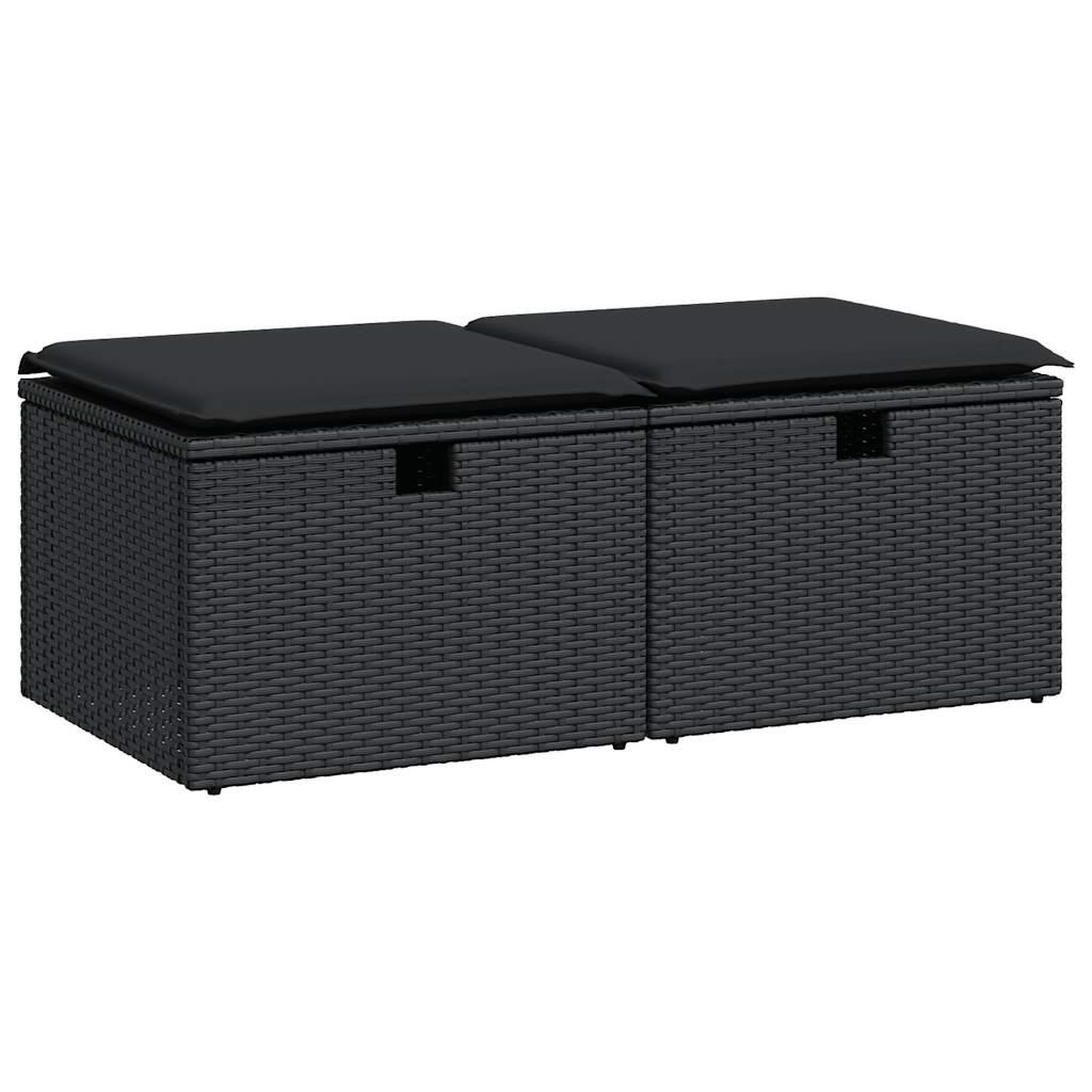 Voir la diapositive 2 : VIDAXL Salon de jardin avec coussins 2 pcs noir resine tressee acacia