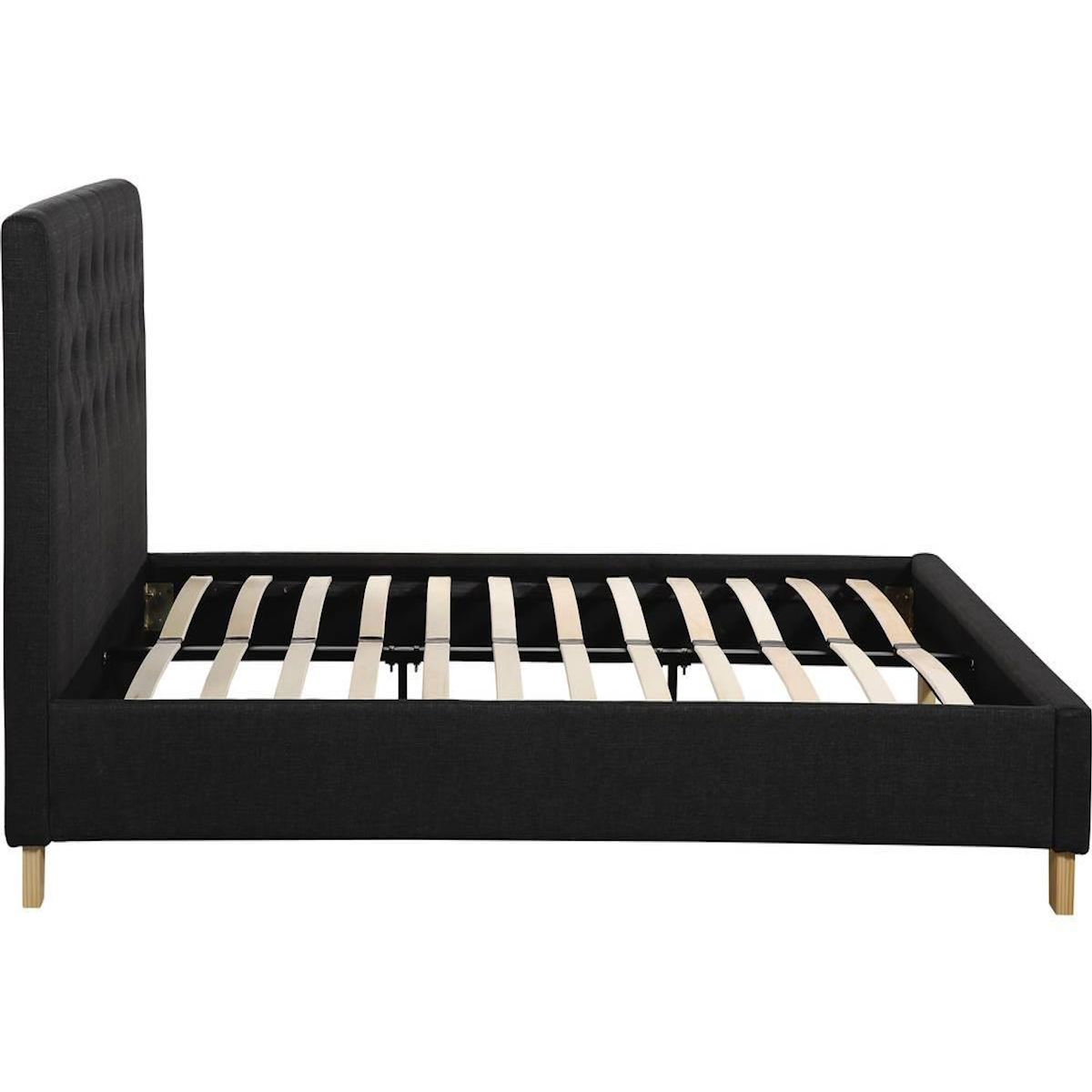 Habitat et Jardin Lit double  Emmy  - 140 x 190 cm - Gris