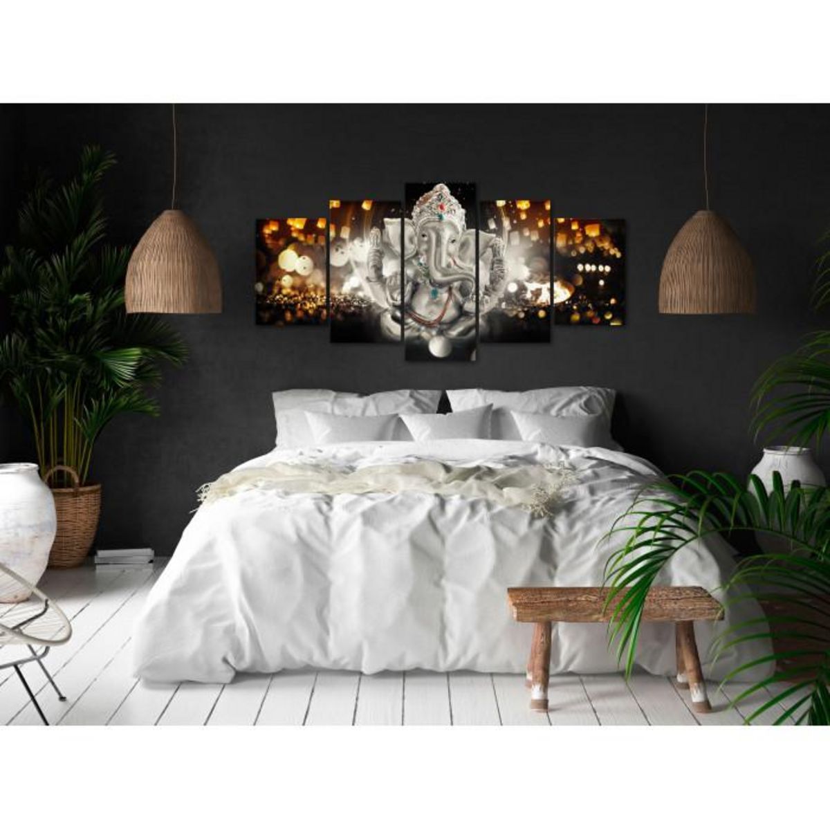 Paris Prix Tableau 5 Panneaux  Buddha's Philosophy Silver Wide