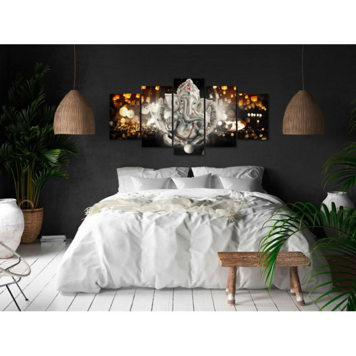 Paris Prix Tableau 5 Panneaux  Buddha's Philosophy Silver Wide