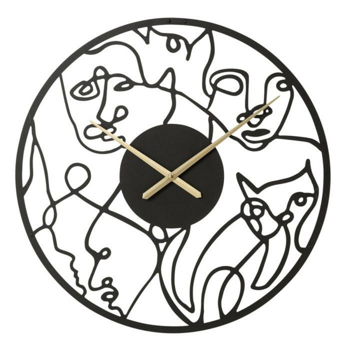 Paris Prix Horloge Murale en Métal  Visages  69cm Noir