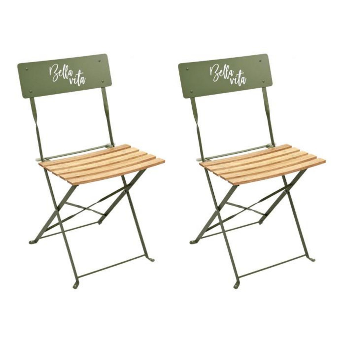 Paris Prix Lot de 2 Chaises Pliantes  Bella Vita  81cm Kaki