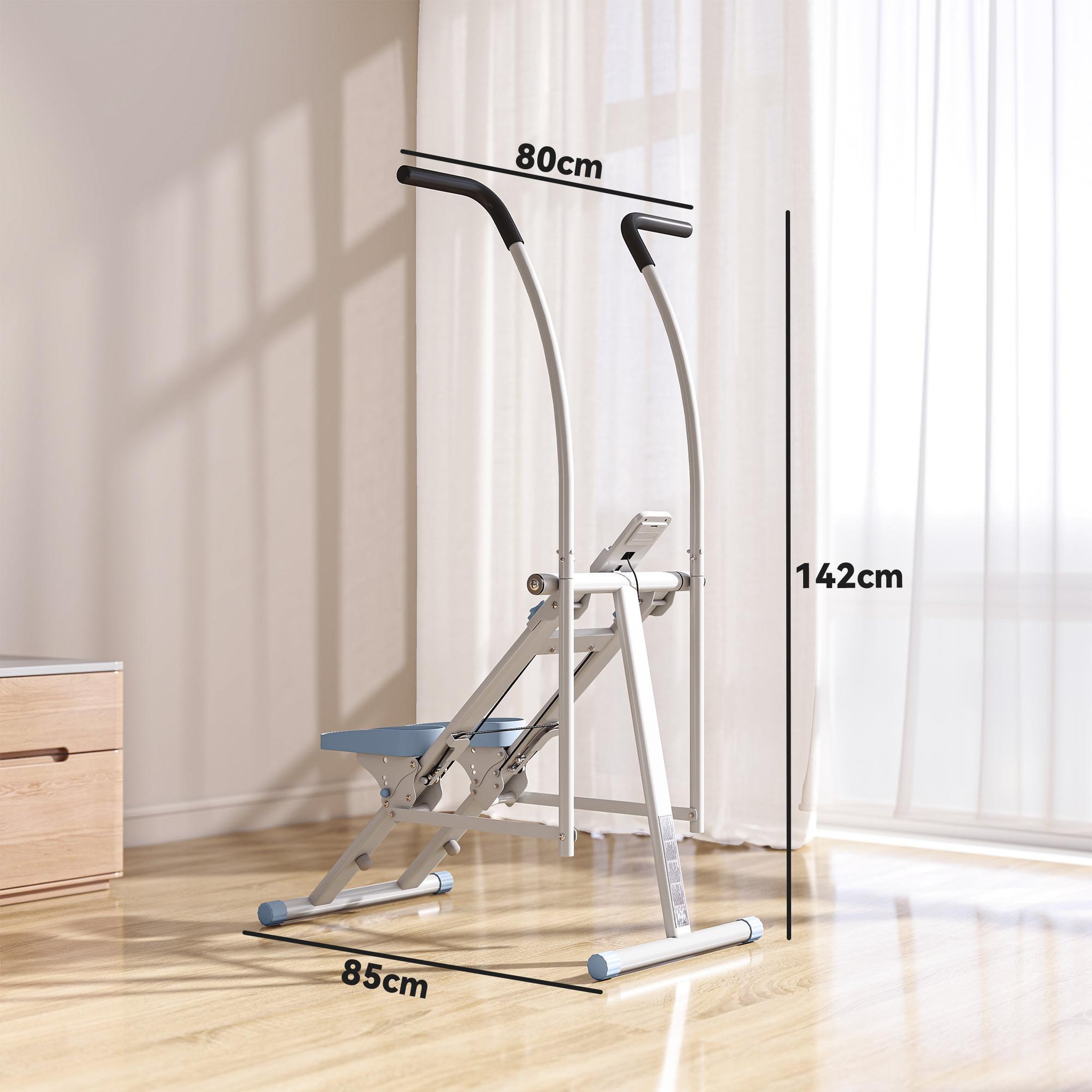 Voir la diapositive 3 : HOMCOM Stepper escalier pliable - stepper climber réglable - écran lcd multifonction bleu blanc
