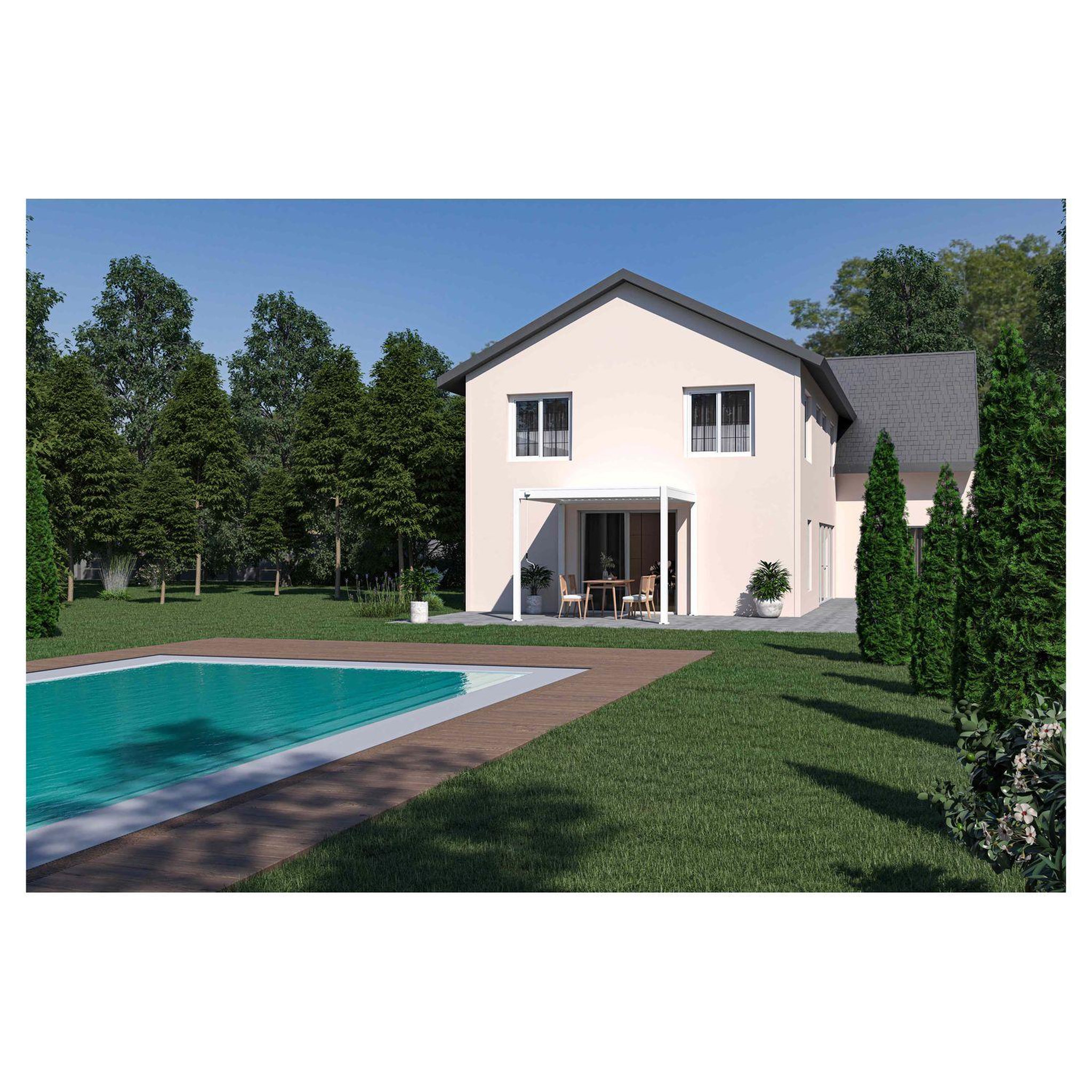 Voir la diapositive 7 : OMBREA Pergola bioclimatique - Autoportante - Blanche - 3x3 OMBREA