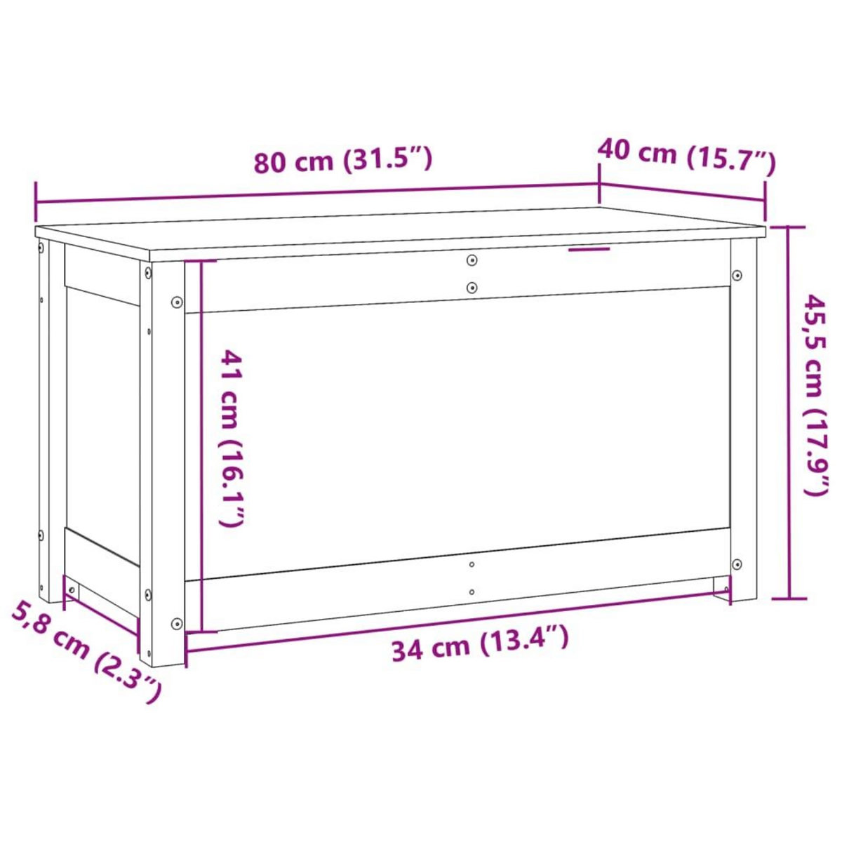 VIDAXL Boîte de rangement Blanc 80x40x45,5 cm Bois massif de pin