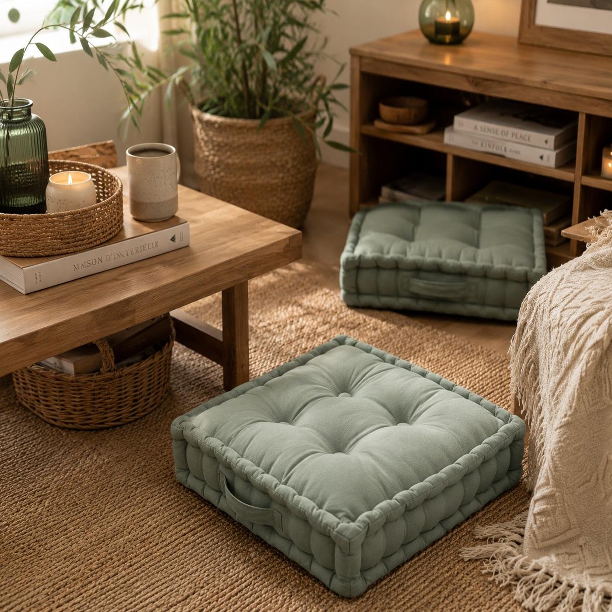 Voir la diapositive 2 : Eden Coussin de sol horizon design et moderne