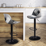 Voir la diapositive 2 : ID MARKET Lot de 2 tabourets de bar KARL design patchworks noirs, gris et blancs pied noir