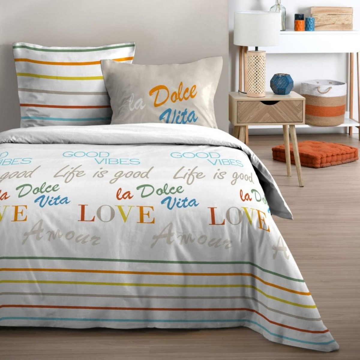 STOF Housse de couette 240x220 DOLCE VITA + 2 taies coton 57 fils