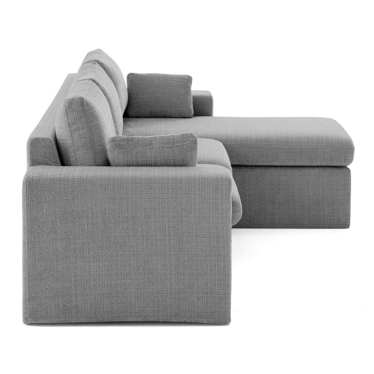 LISA DESIGN Calgary - canapé d'angle déhoussable et modulable 3 places + 1 pouf en velours texturé