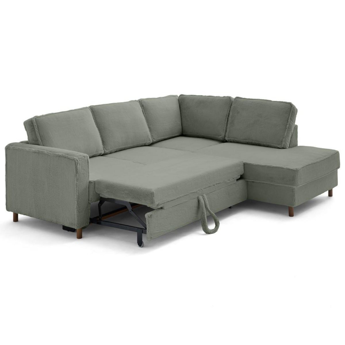 LISA DESIGN Jake - canapé d'angle droit 5 places convertible en fausse fourrure