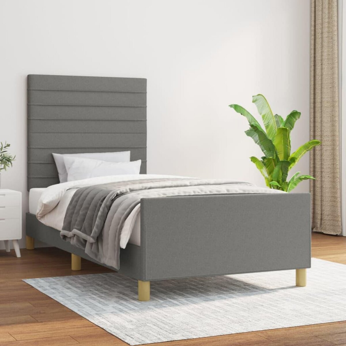 VIDAXL Cadre de lit sans matelas gris fonce 100x200 cm tissu