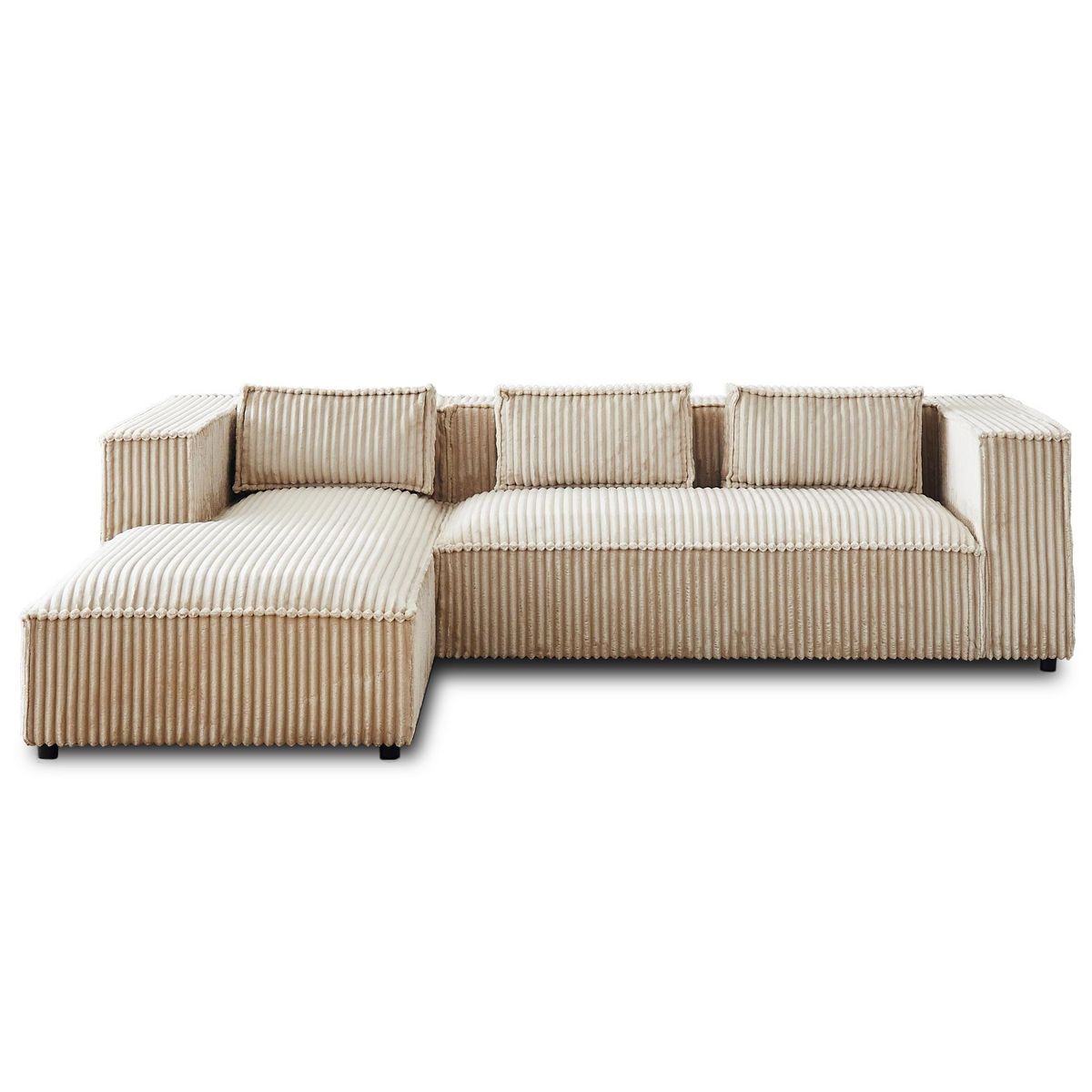 LISA DESIGN Stella - canapé d'angle gauche - 4 places - en velours côtelé grosses côtes