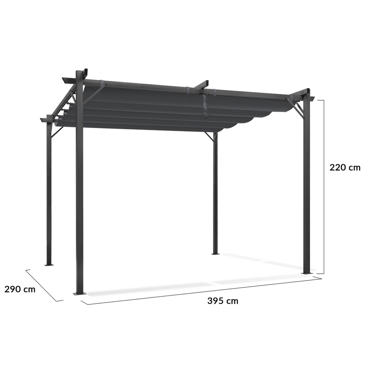 ID MARKET Pergola édition spéciale toit rétractable 3x4 M et 4 stores gris anthracite
