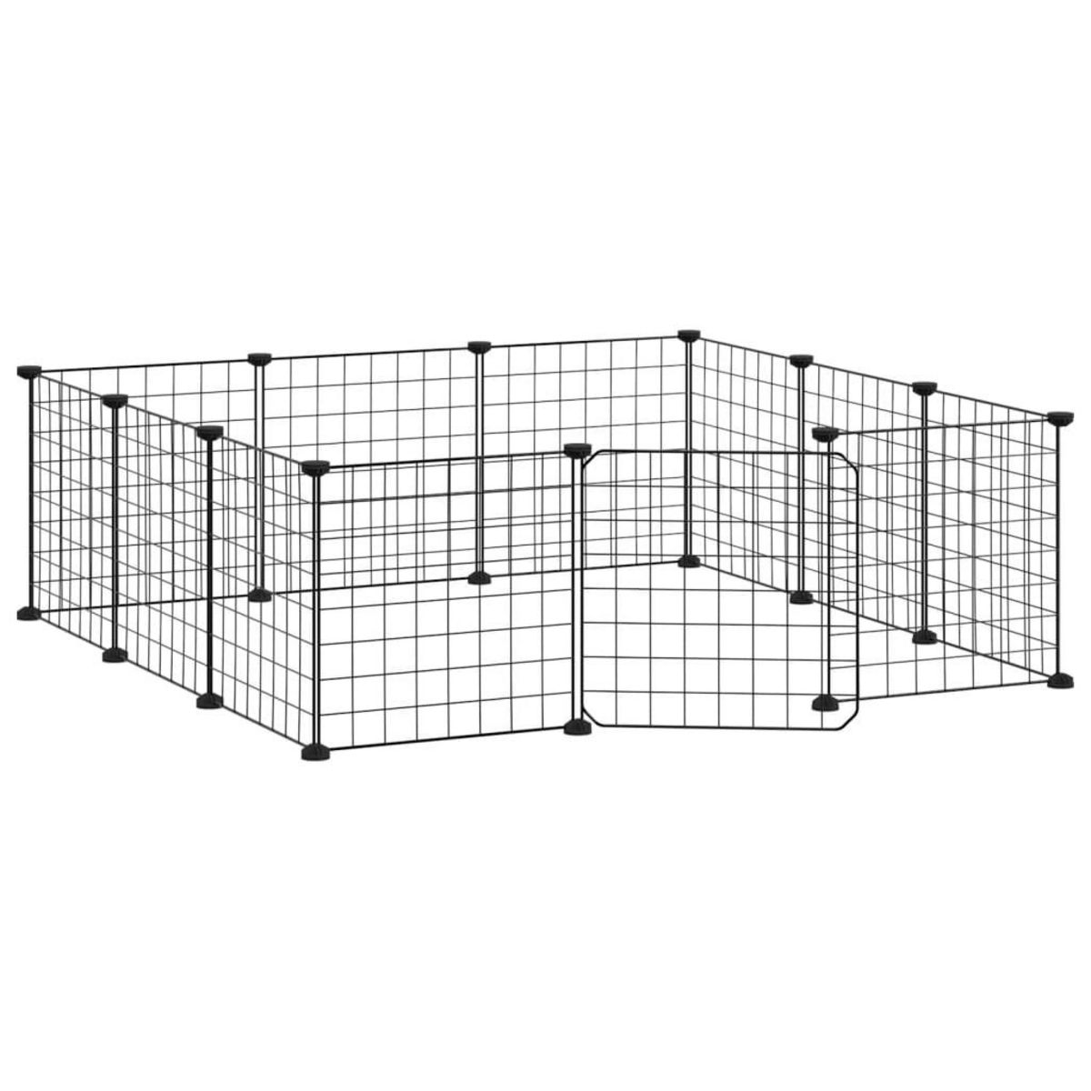VIDAXL Cage animaux de compagnie a 12 panneaux et porte Noir 35x35 cm
