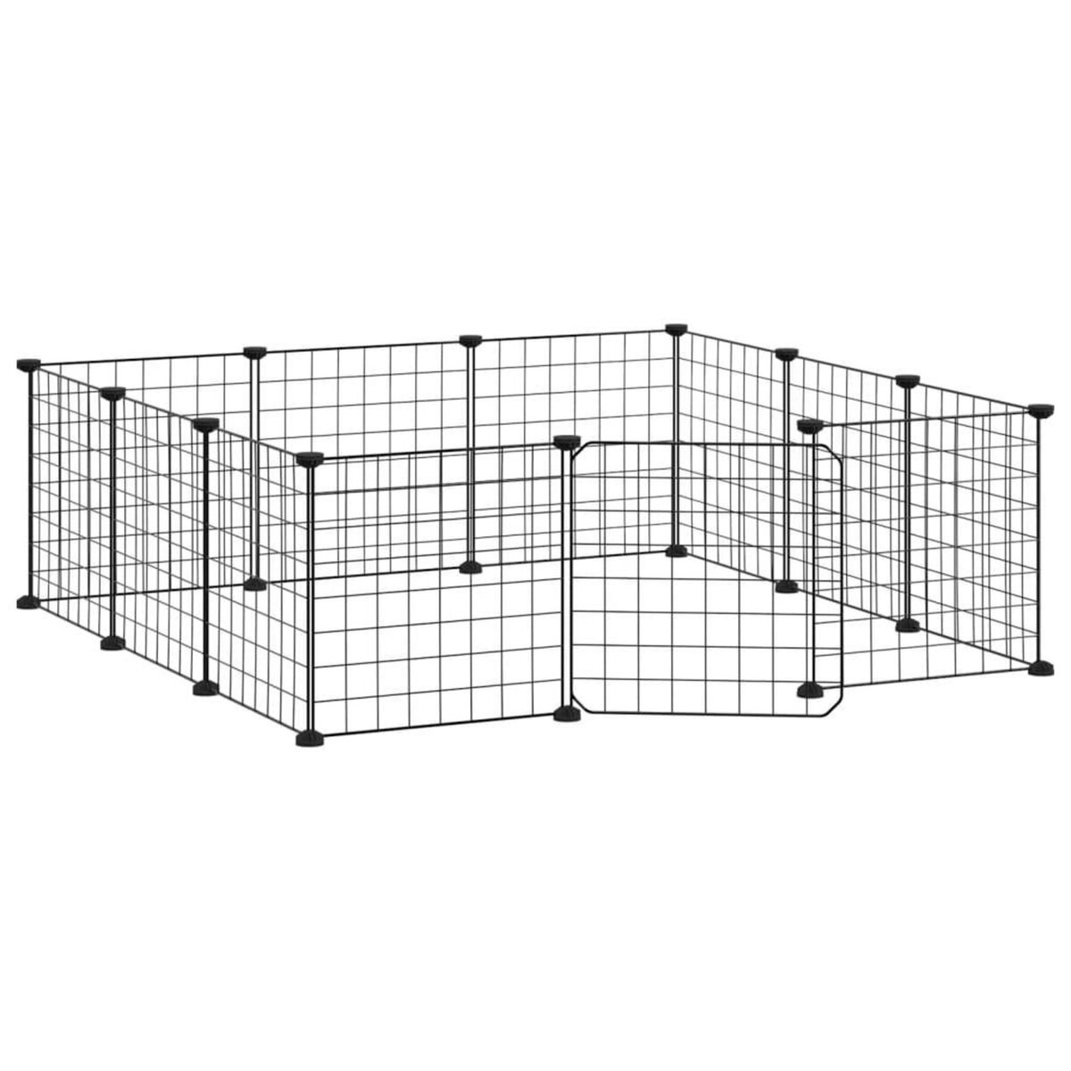 VIDAXL Cage animaux de compagnie a 12 panneaux et porte Noir 35x35 cm